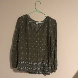 Green flowered Old Navy blouse